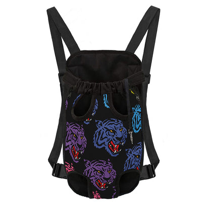 Colorful Tiger Head Pattern Print Pet Carrier Backpack