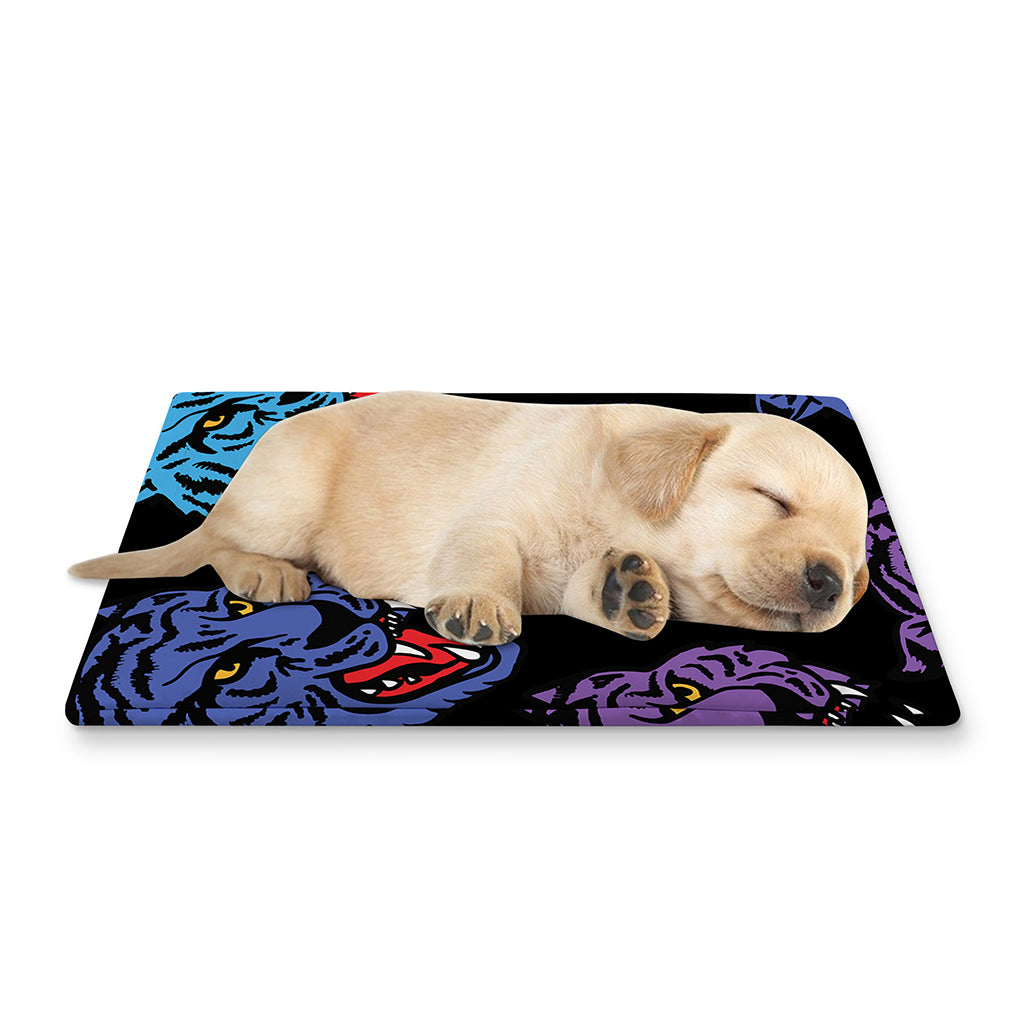 Colorful Tiger Head Pattern Print Pet Cooling Mat Cover