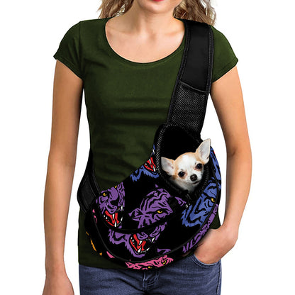 Colorful Tiger Head Pattern Print Pet Sling Carrier