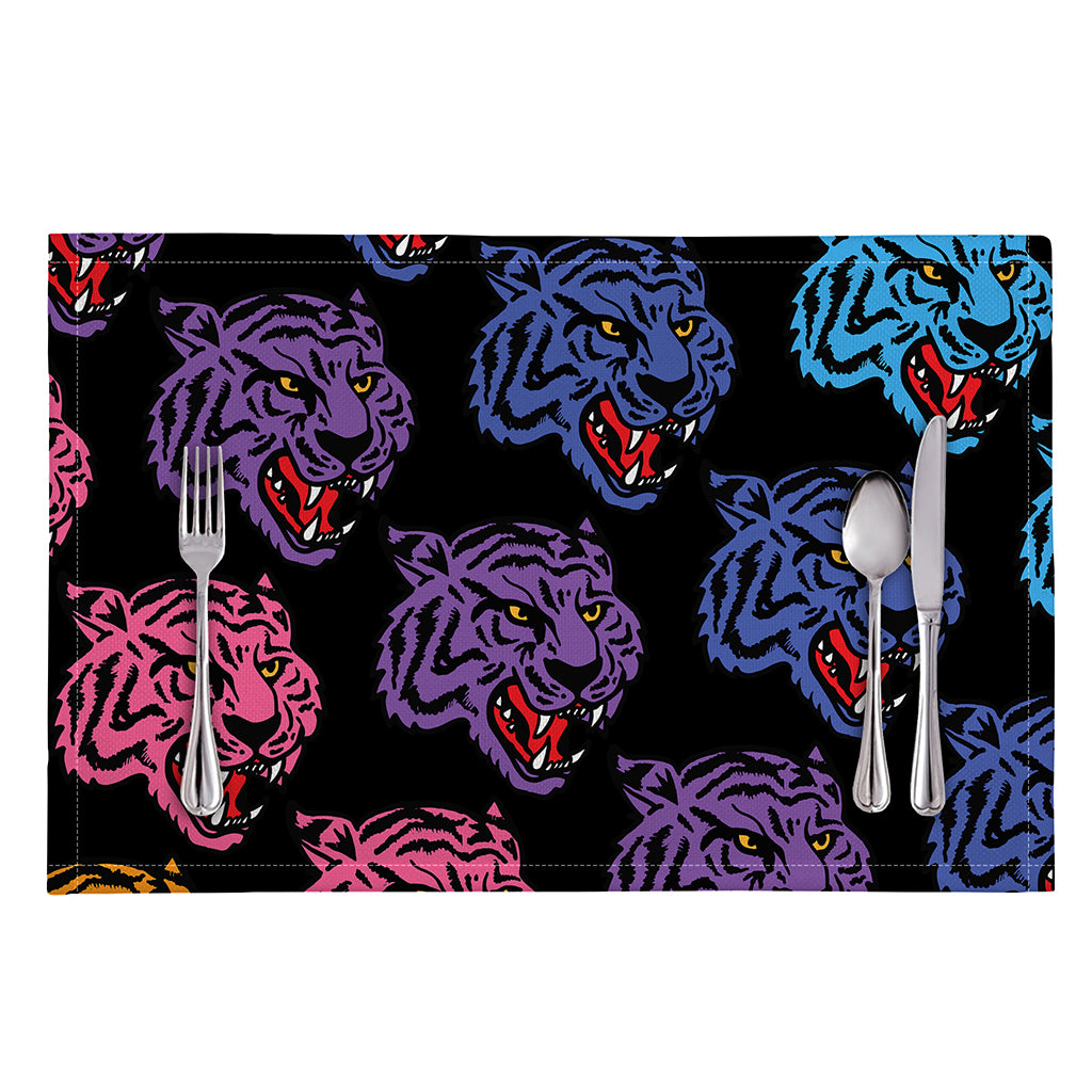 Colorful Tiger Head Pattern Print Placemat