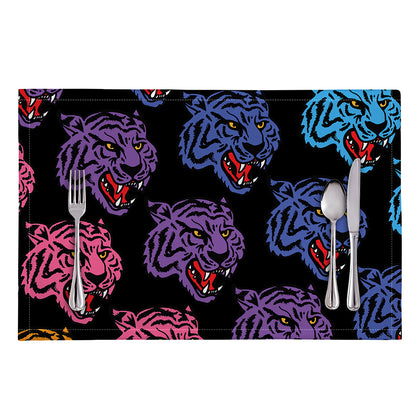 Colorful Tiger Head Pattern Print Placemat