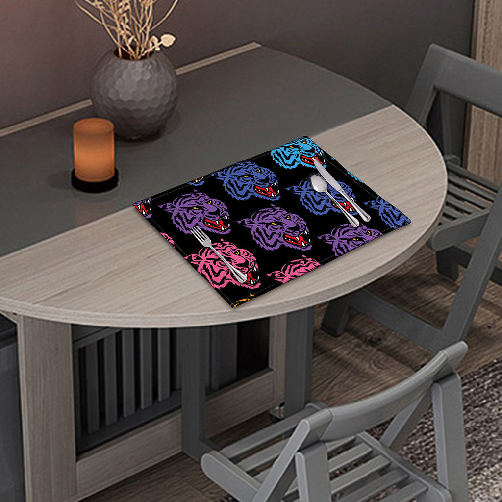 Colorful Tiger Head Pattern Print Placemat