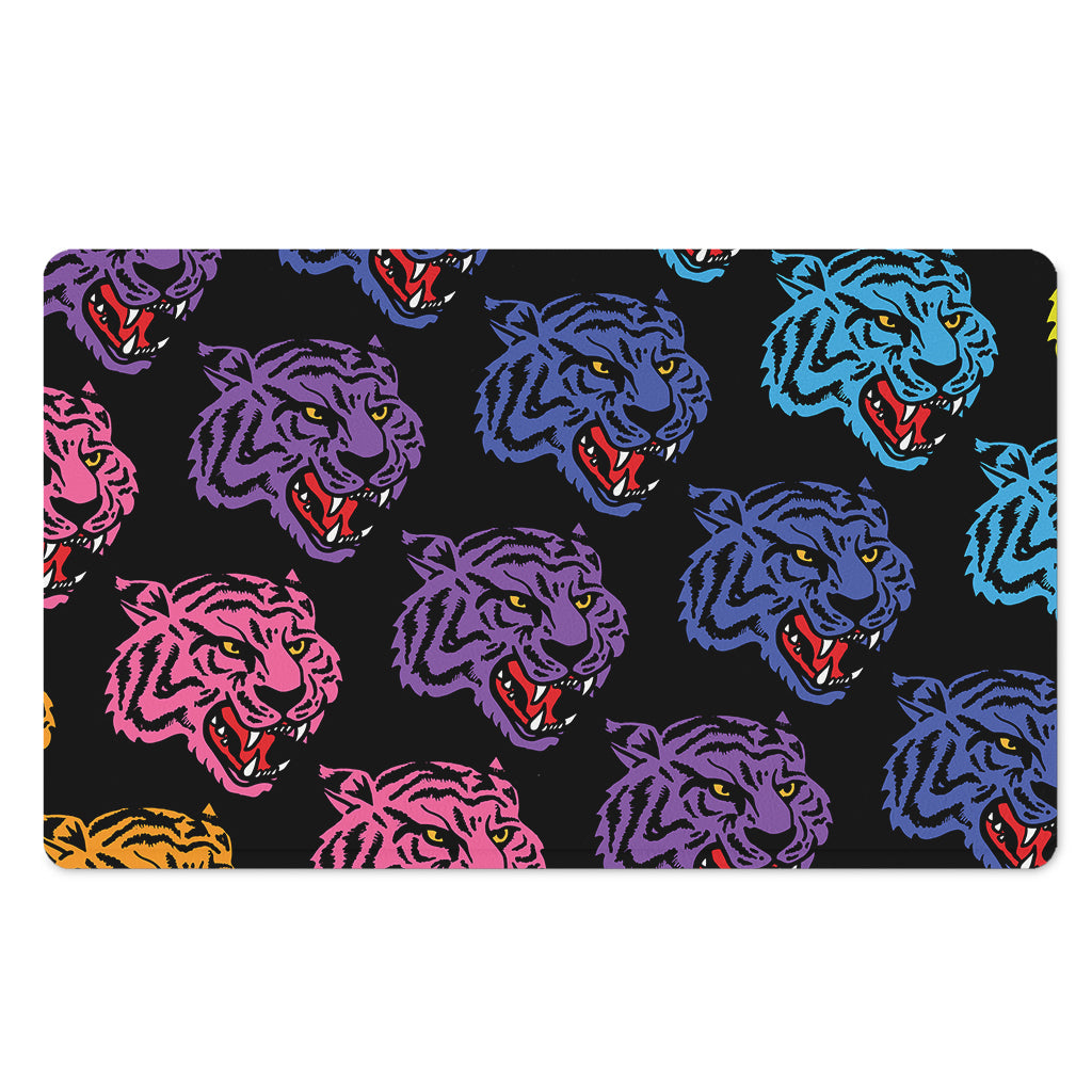 Colorful Tiger Head Pattern Print Polyester Doormat