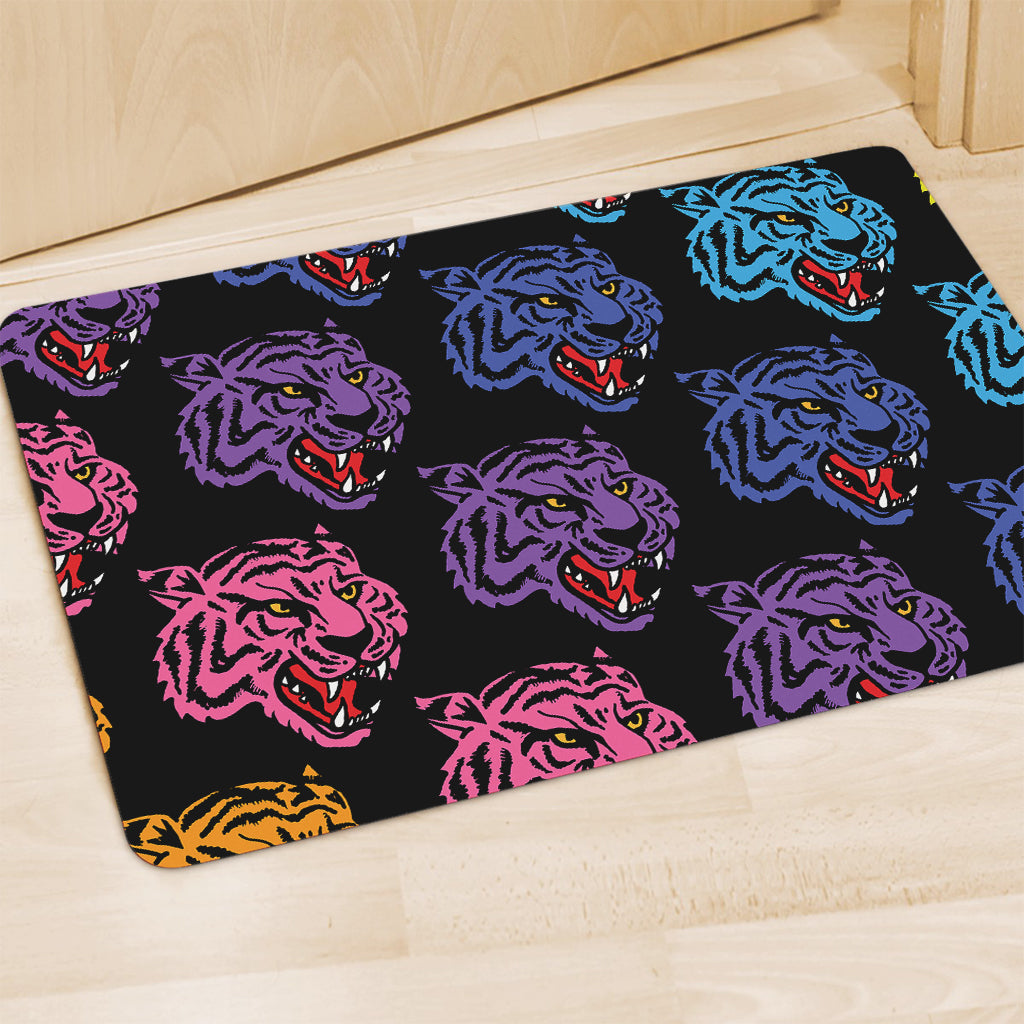Colorful Tiger Head Pattern Print Polyester Doormat