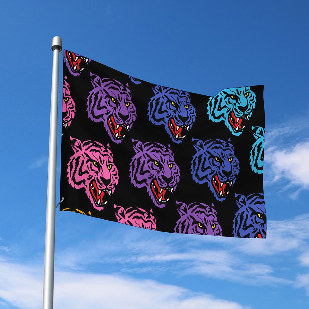 Colorful Tiger Head Pattern Print Polyester Flag