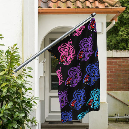 Colorful Tiger Head Pattern Print Polyester Flag