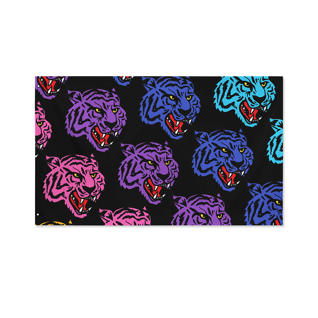 Colorful Tiger Head Pattern Print Polyester Flag