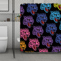 Colorful Tiger Head Pattern Print Polyester Shower Curtain
