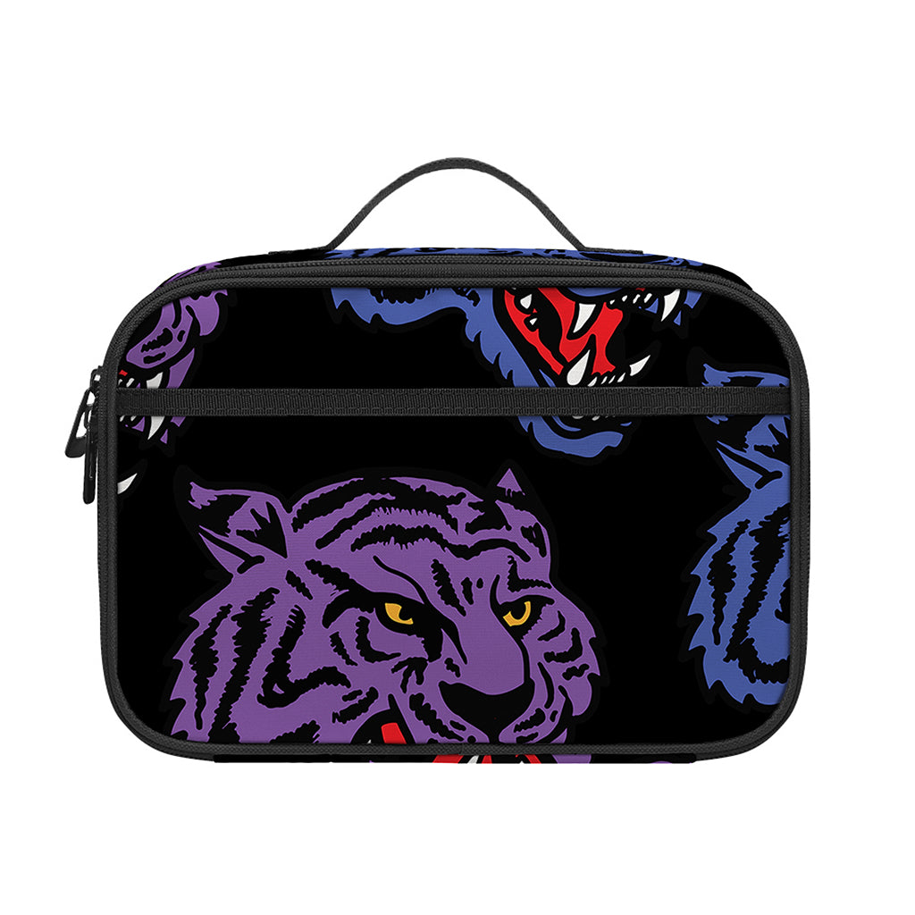 Colorful Tiger Head Pattern Print Portable Lunch Bag