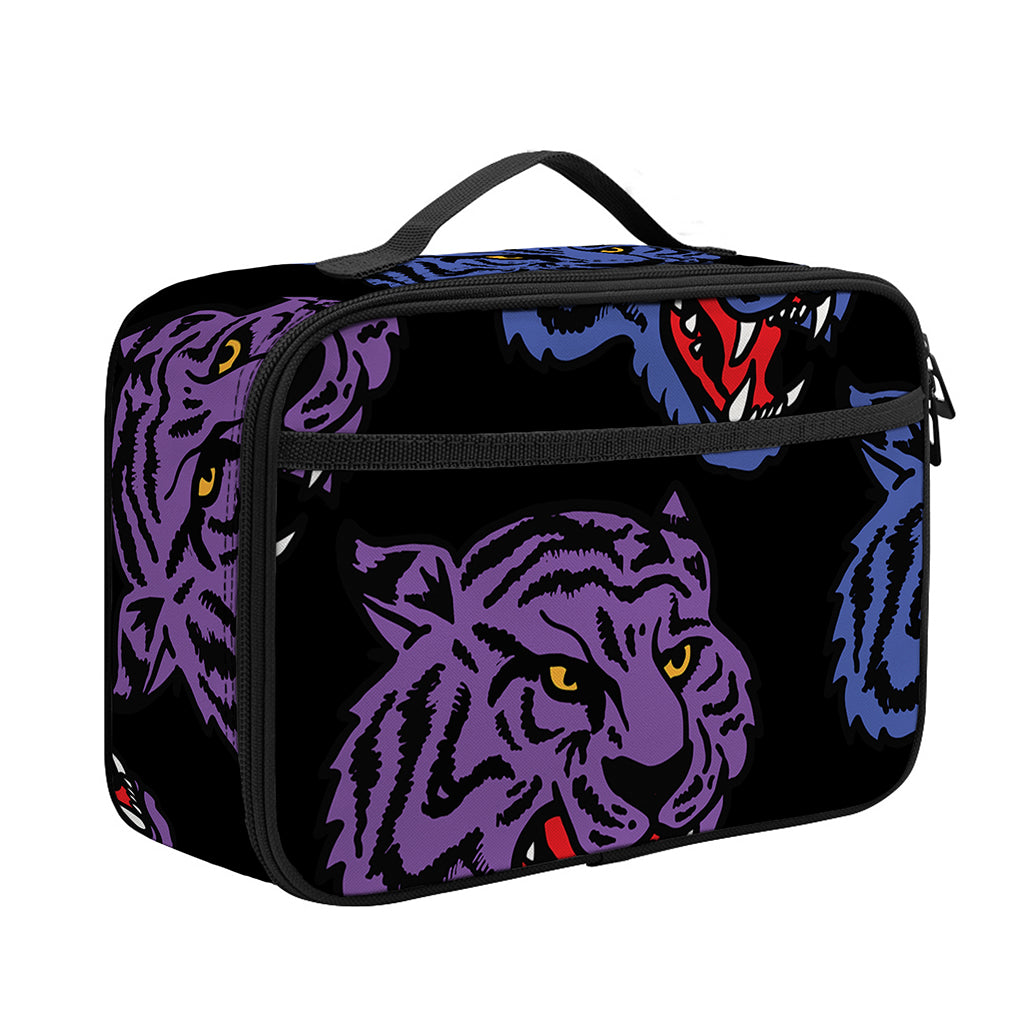 Colorful Tiger Head Pattern Print Portable Lunch Bag