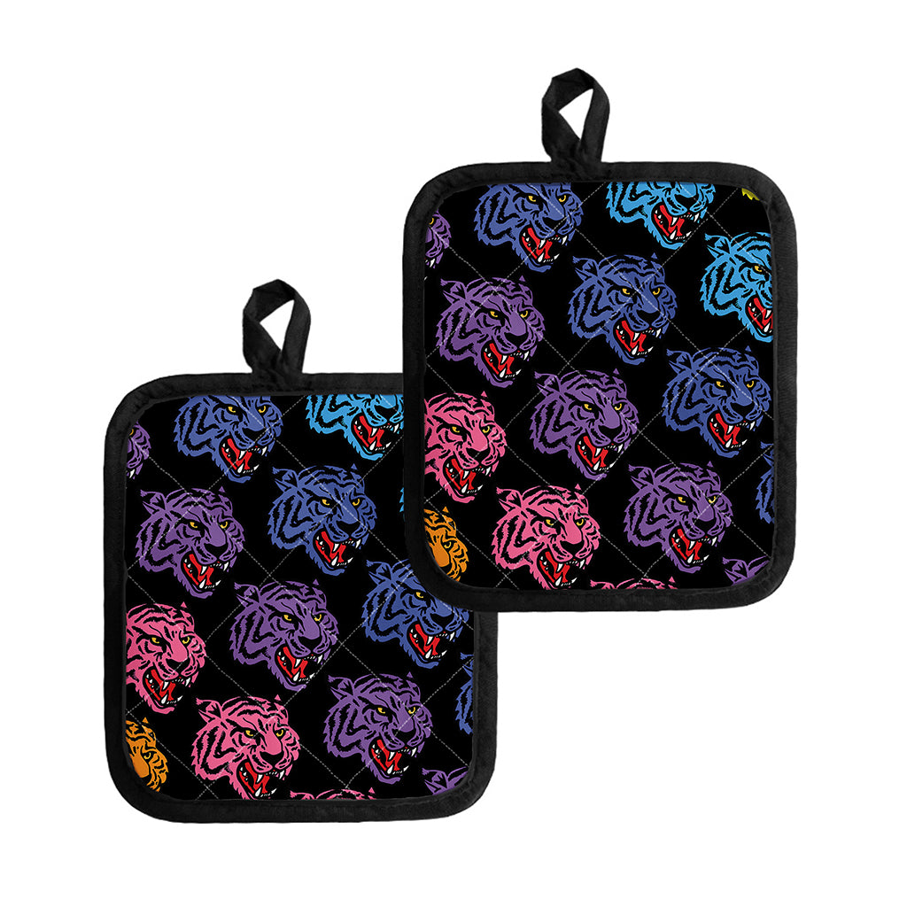 Colorful Tiger Head Pattern Print Pot Holders