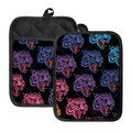Colorful Tiger Head Pattern Print Pot Holders With Pocket