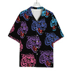 Colorful Tiger Head Pattern Print Rayon Hawaiian Shirt