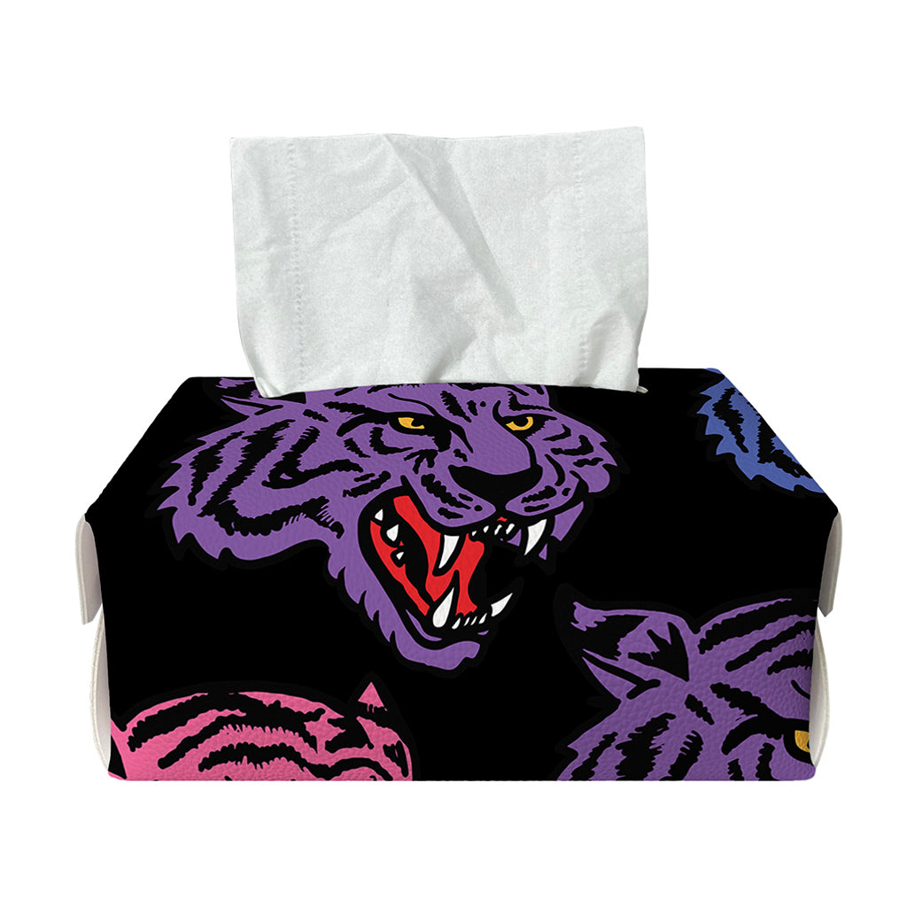 Colorful Tiger Head Pattern Print Rectangle Tissue Box Cover