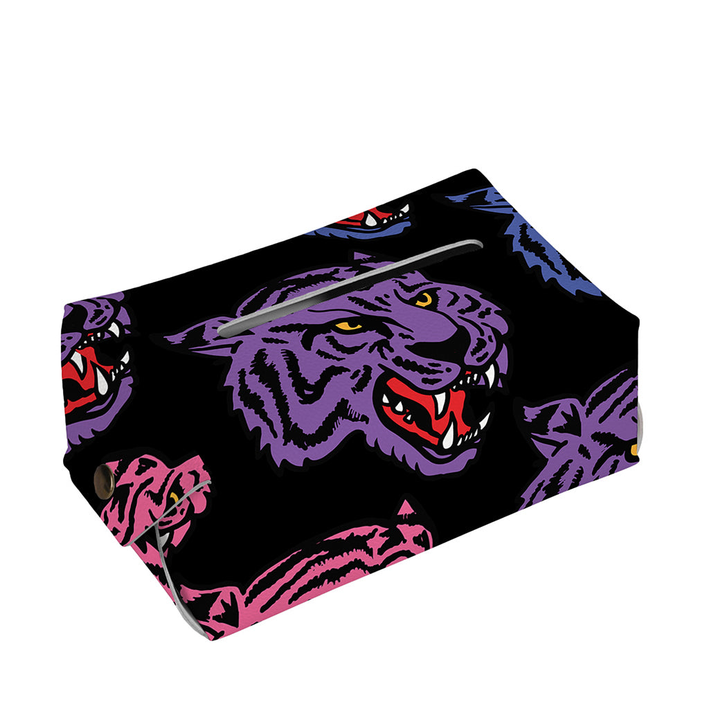 Colorful Tiger Head Pattern Print Rectangle Tissue Box Cover