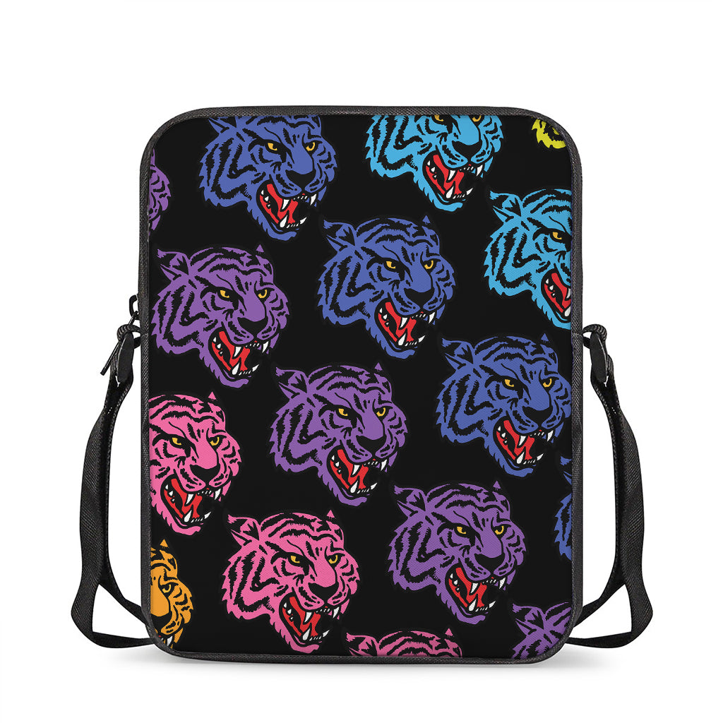 Colorful Tiger Head Pattern Print Rectangular Crossbody Bag