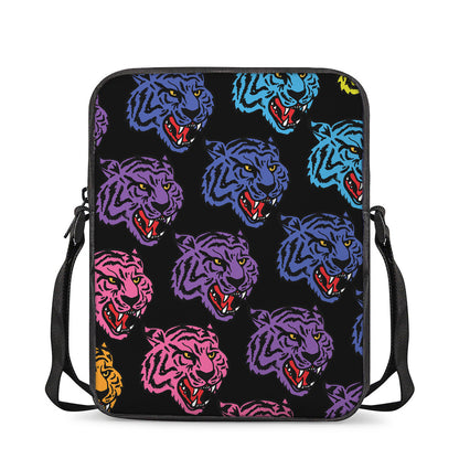 Colorful Tiger Head Pattern Print Rectangular Crossbody Bag