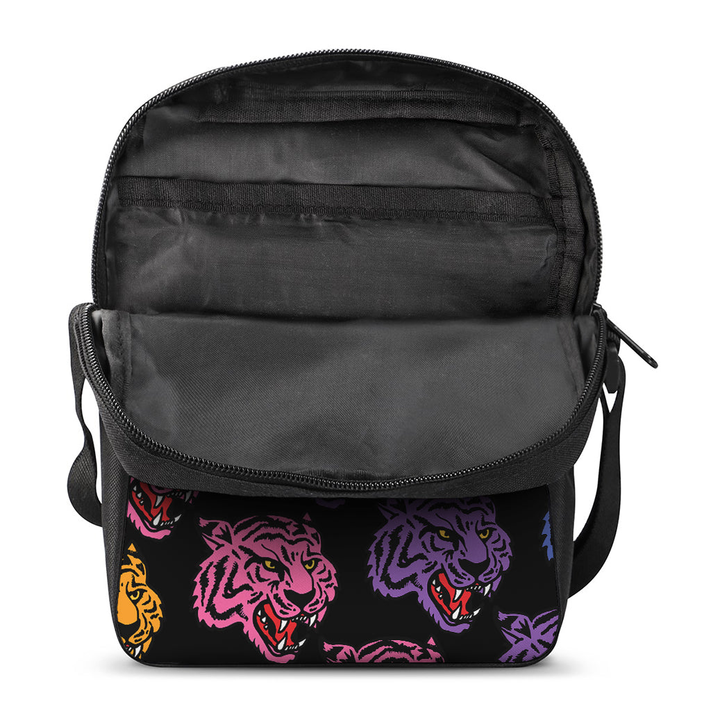Colorful Tiger Head Pattern Print Rectangular Crossbody Bag