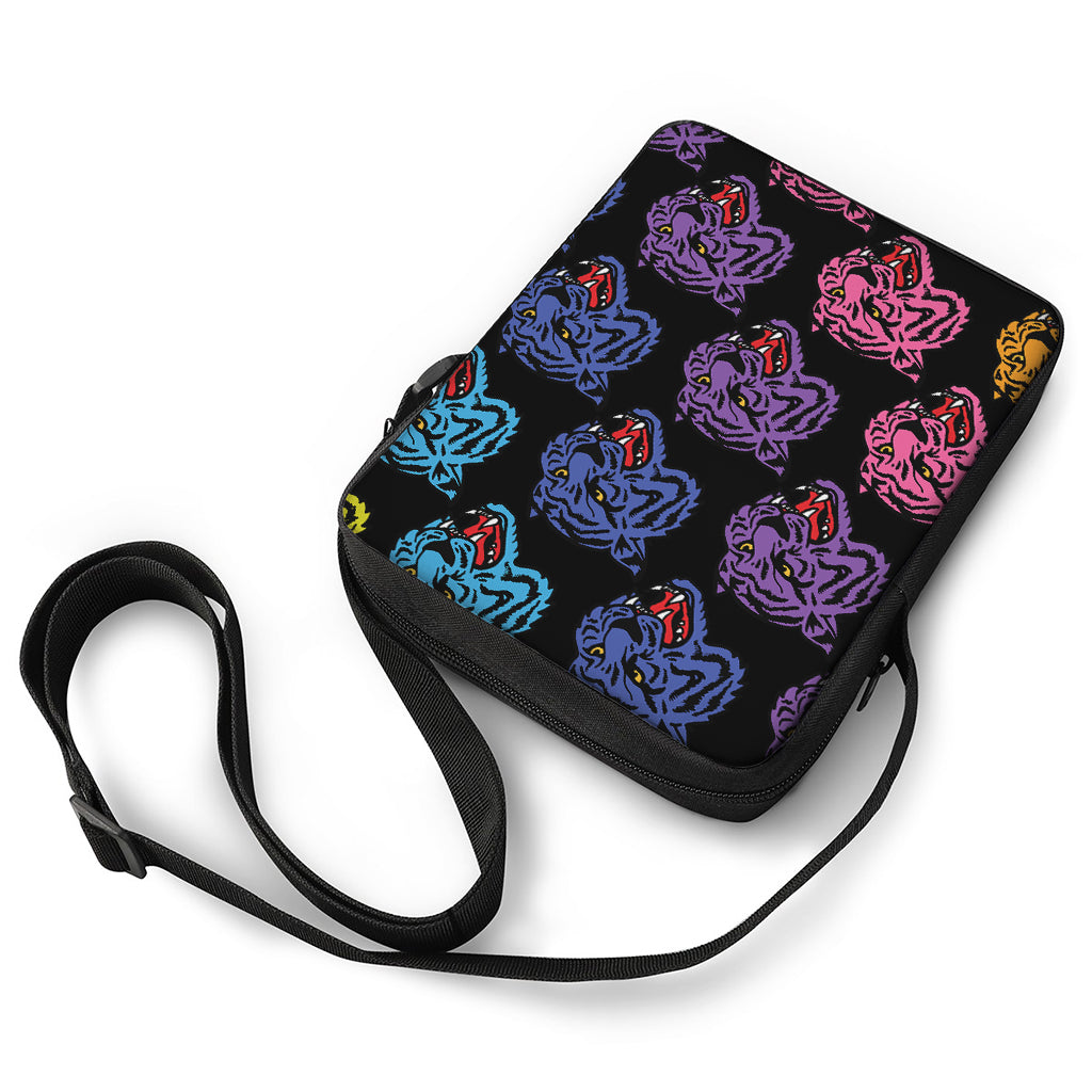 Colorful Tiger Head Pattern Print Rectangular Crossbody Bag
