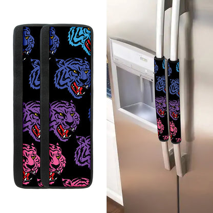 Colorful Tiger Head Pattern Print Refrigerator Handle Covers