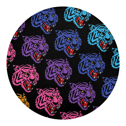Colorful Tiger Head Pattern Print Round Blanket