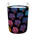 Colorful Tiger Head Pattern Print Round Laundry Basket