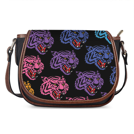 Colorful Tiger Head Pattern Print Saddle Bag