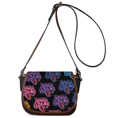 Colorful Tiger Head Pattern Print Saddle Bag
