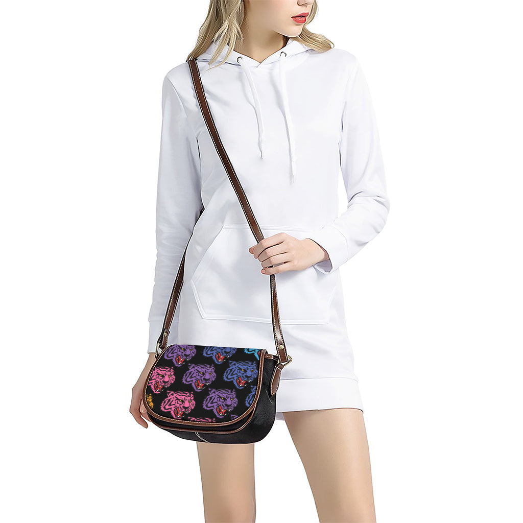 Colorful Tiger Head Pattern Print Saddle Bag
