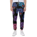 Colorful Tiger Head Pattern Print Scuba Joggers