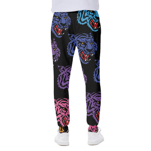 Colorful Tiger Head Pattern Print Scuba Joggers