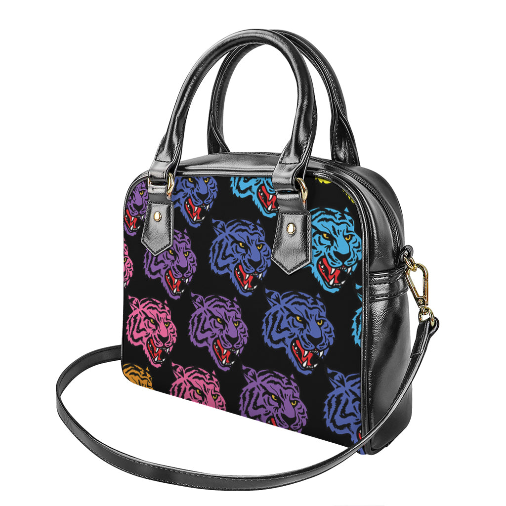 Colorful Tiger Head Pattern Print Shoulder Handbag