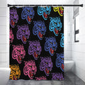 Colorful Tiger Head Pattern Print Shower Curtain