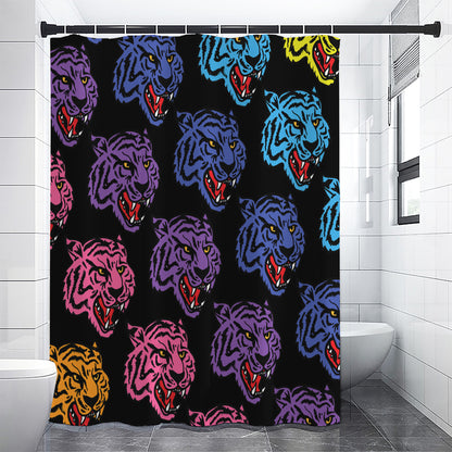 Colorful Tiger Head Pattern Print Shower Curtain