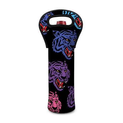 Colorful Tiger Head Pattern Print Single Neoprene Wine Tote