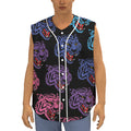 Colorful Tiger Head Pattern Print Sleeveless Baseball Jersey
