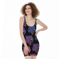 Colorful Tiger Head Pattern Print Sleeveless Bodycon Dress