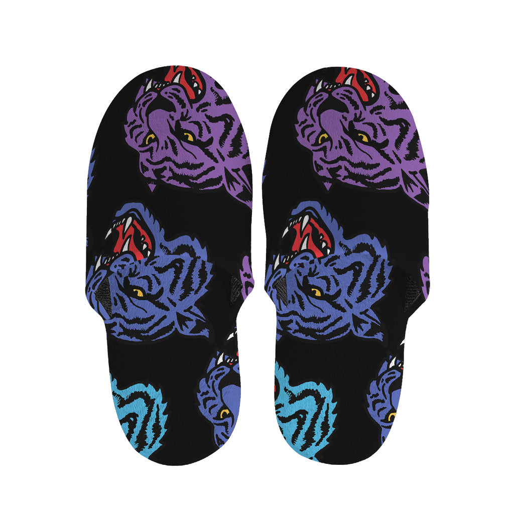 Colorful Tiger Head Pattern Print Slippers