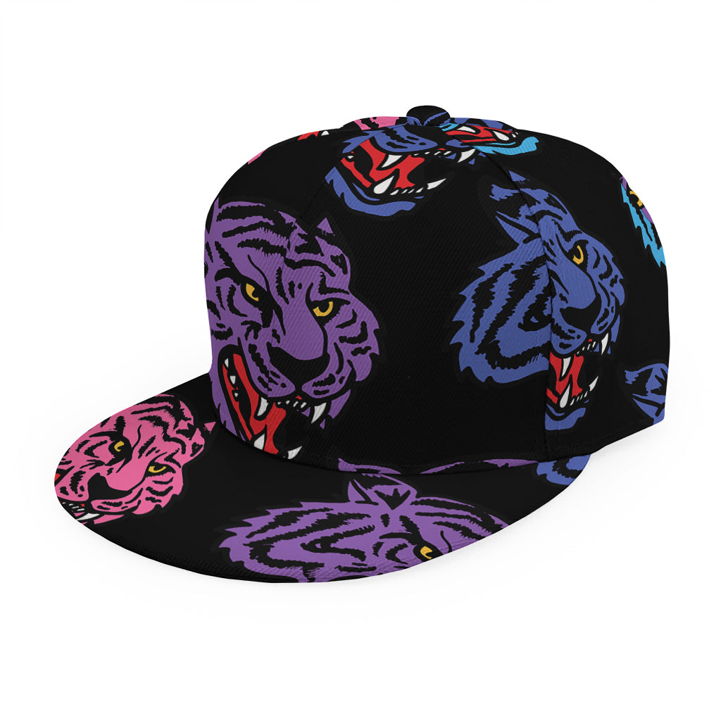 Colorful Tiger Head Pattern Print Snapback Cap