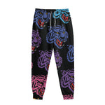 Colorful Tiger Head Pattern Print Sweatpants