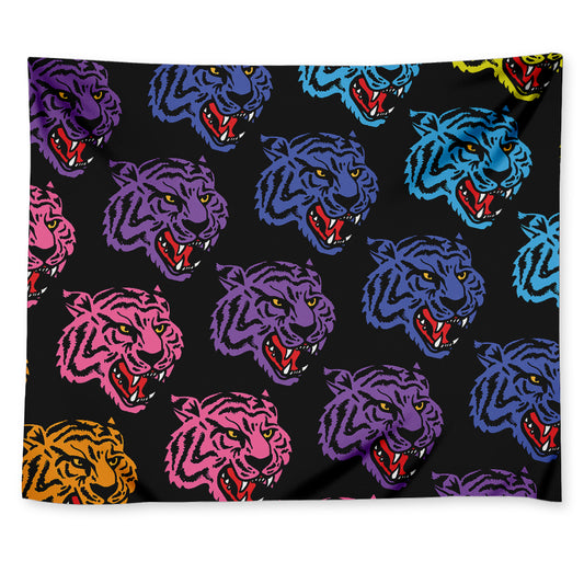 Colorful Tiger Head Pattern Print Tapestry