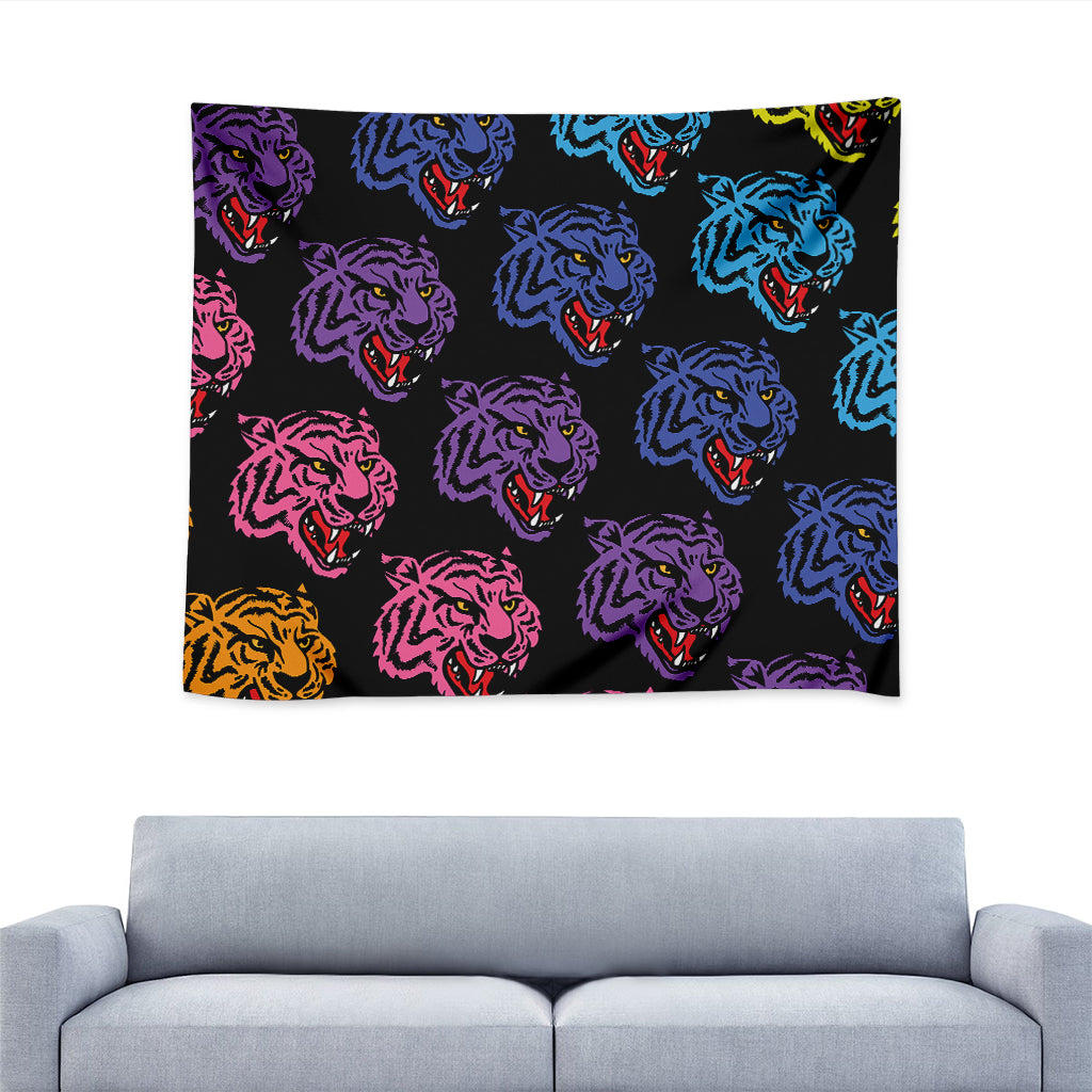 Colorful Tiger Head Pattern Print Tapestry