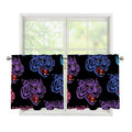 Colorful Tiger Head Pattern Print Tier Curtains