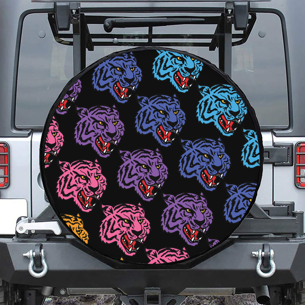 Colorful Tiger Head Pattern Print Tire Cover