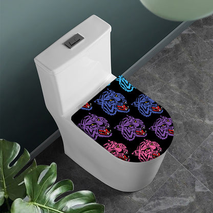 Colorful Tiger Head Pattern Print Toilet Lid Cover