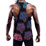 Colorful Tiger Head Pattern Print Training Tank Top