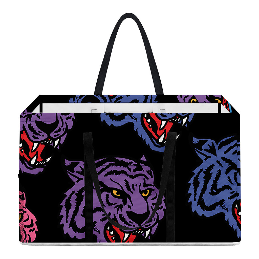 Colorful Tiger Head Pattern Print Utility Tote Bag