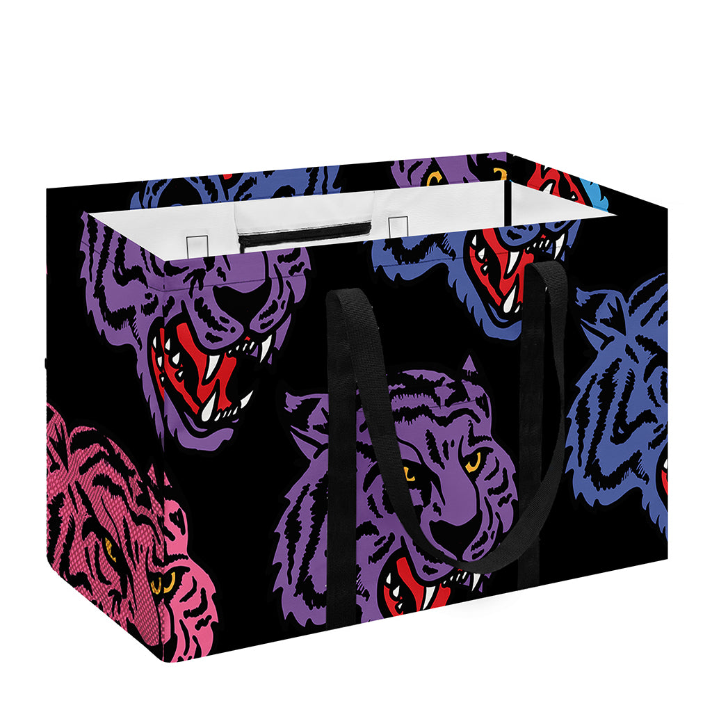 Colorful Tiger Head Pattern Print Utility Tote Bag