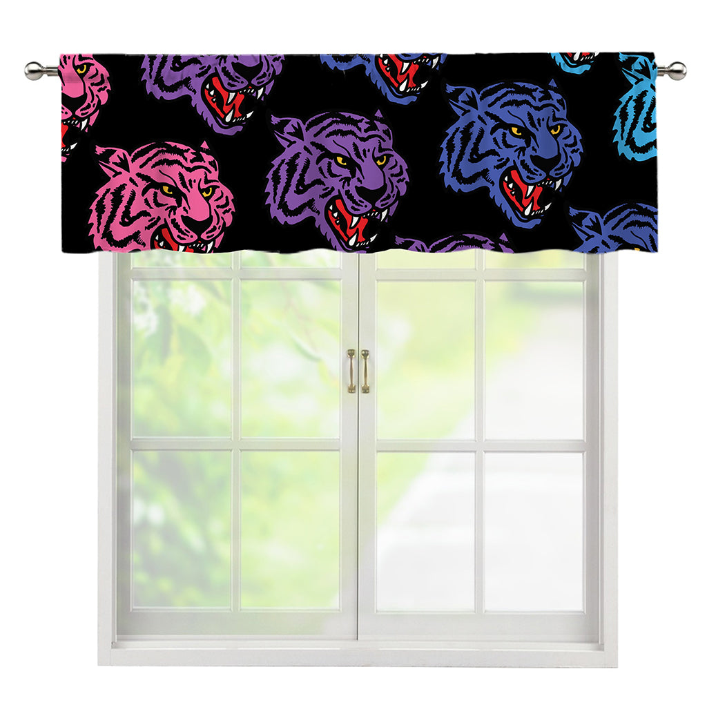 Colorful Tiger Head Pattern Print Window Valance