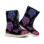 Colorful Tiger Head Pattern Print Winter Boots